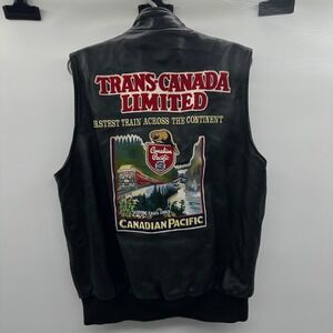 Vintage Roots Canada Limited Leather Vest Trans Canada Train Patch Mens
Medium M